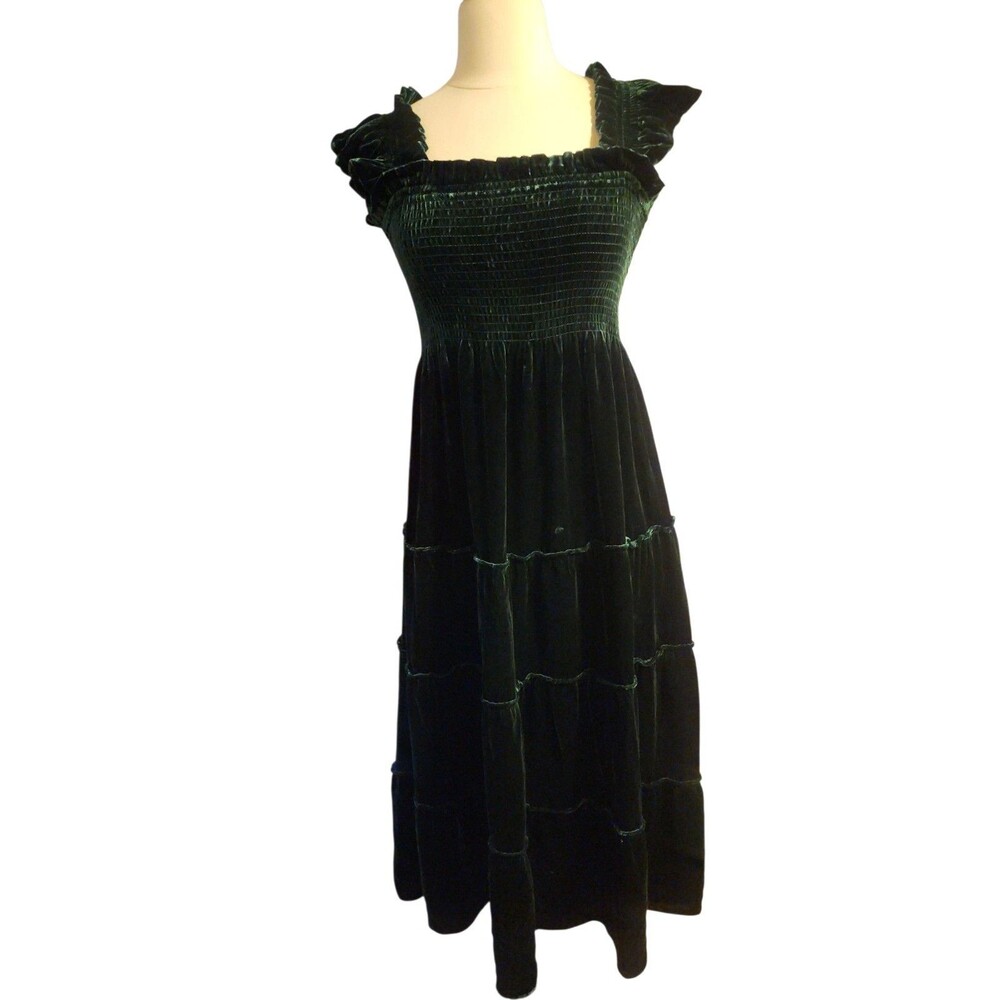 Hill House Home Tuckernuck The Nap Midi Dress Womens XS Emerald Green Whimsigoth